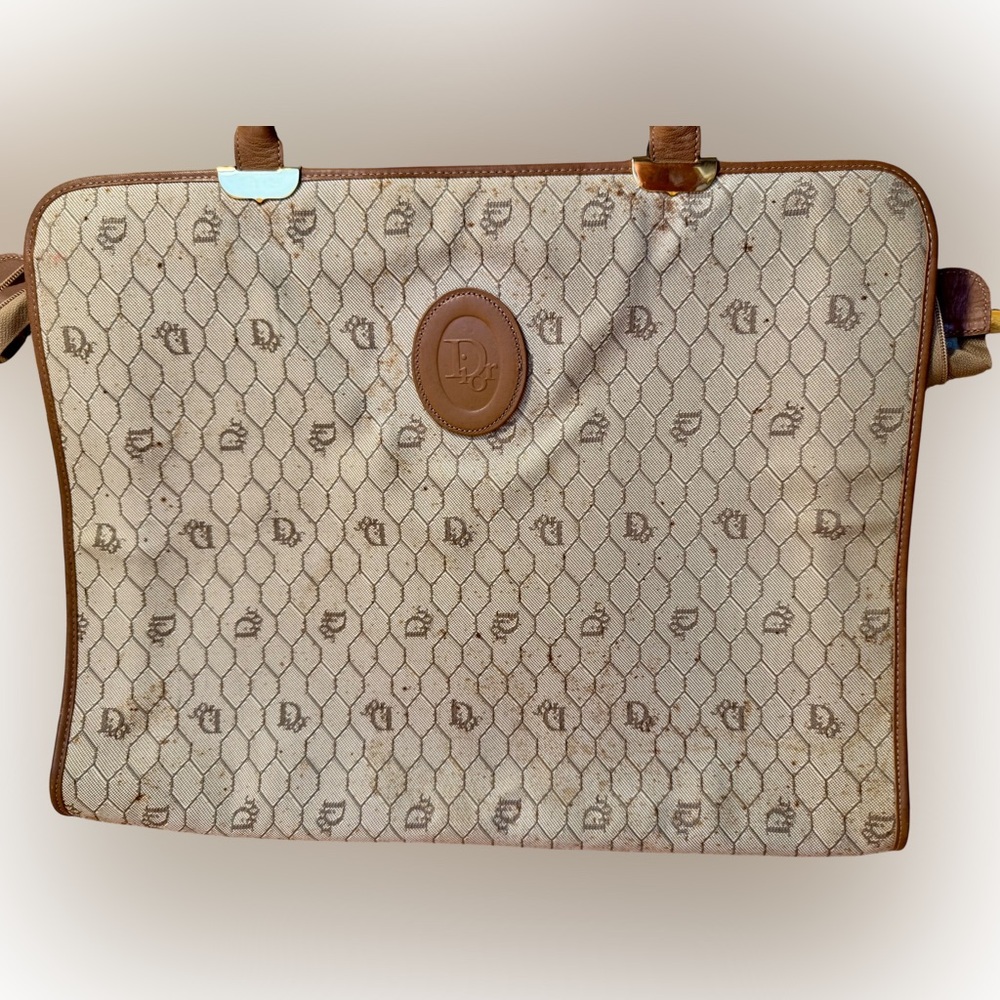 Vintage Christian Dior Honeycomb Canvas Document Bag – Circa Late 70s–Early 80s - Picture 2 of 10